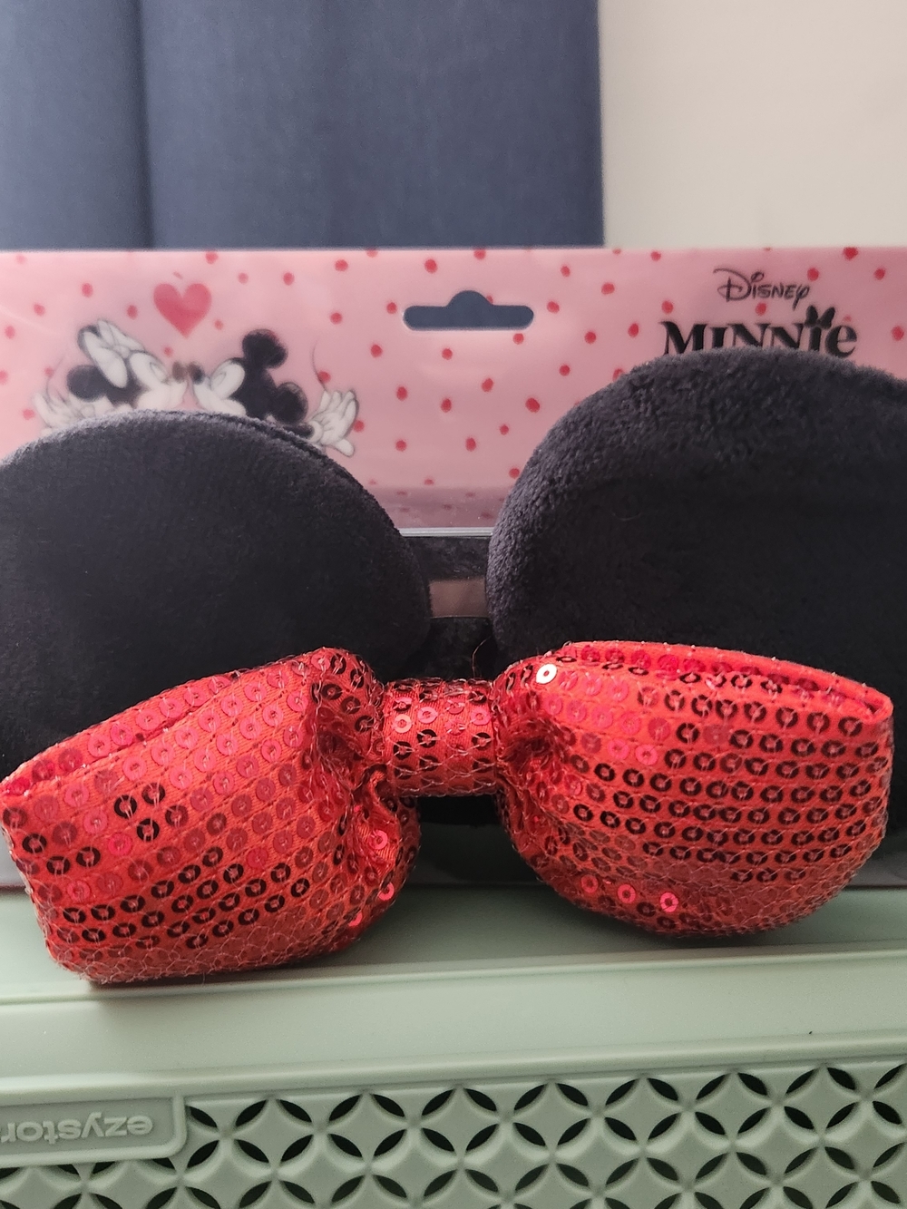 Disney Minnie Black Ear Headband with Red Sequin Bow